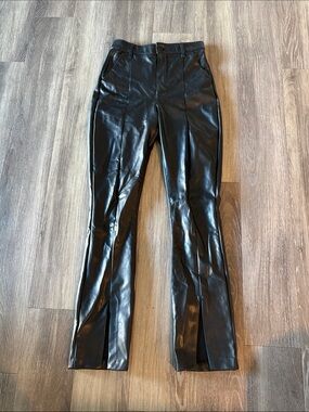 Abercrombie Leather Split-Hem Women's Pants- Black